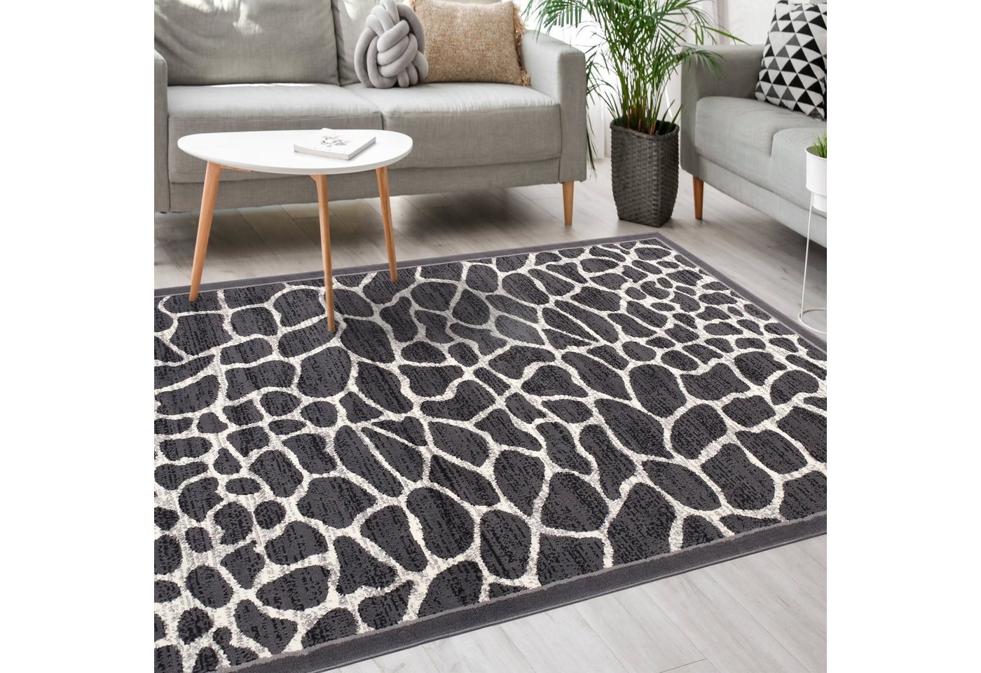 Mazovia Designteppich Modern Teppich Kurzflor Wohnzimmerteppich Robust und pflegeleicht GRAU, 300 x 400 cm, Fußbodenheizung,Allergiker geeignet,Farbecht,Pflegeleicht,Geometrisch von Mazovia