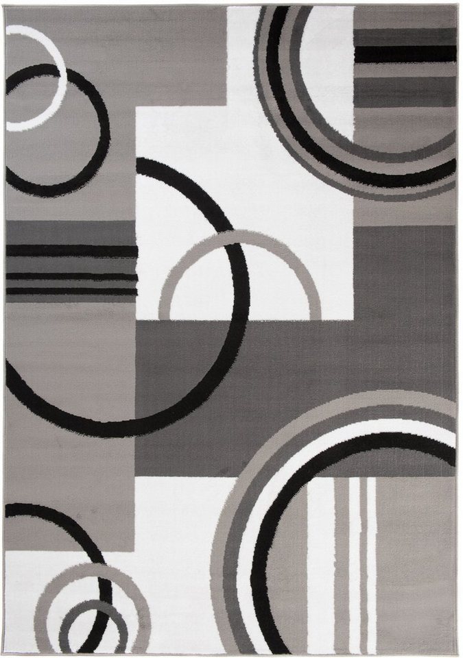 Designteppich Modern Teppich Kurzflor Wohnzimmerteppich Robust und pflegeleicht GRAU, Mazovia, 120 x 170 cm, Fußbodenheizung, Allergiker geeignet, Farbecht, Pflegeleicht von Mazovia