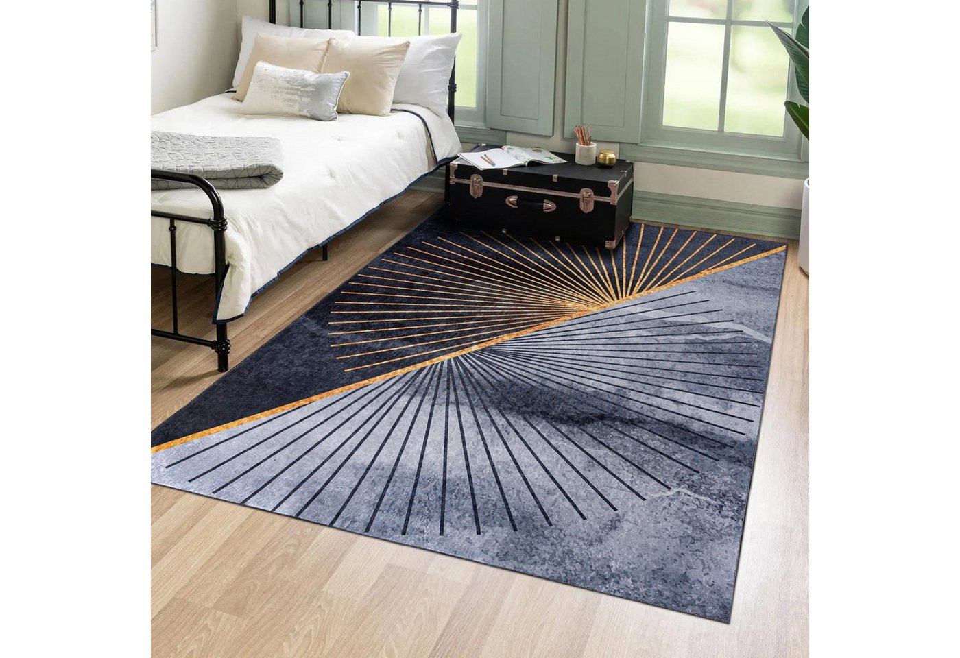 Designteppich Modern Teppich für Wohnzimmer, Schlafzimmer, Esszimmer, Mazovia, 120 x 170 cm, Kurflor, Waschbar in Waschmaschine, Höhe 5 mm, Rutschfest von Mazovia