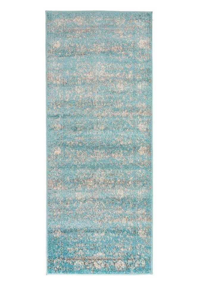 Designteppich Vintage Teppich für Wohnzimmer - Vintage Look - Blau, Mazovia, 60 x 200 cm, Vintage, Höhe 8 mm, Kurzflor - niedrige Florhöhe von Mazovia