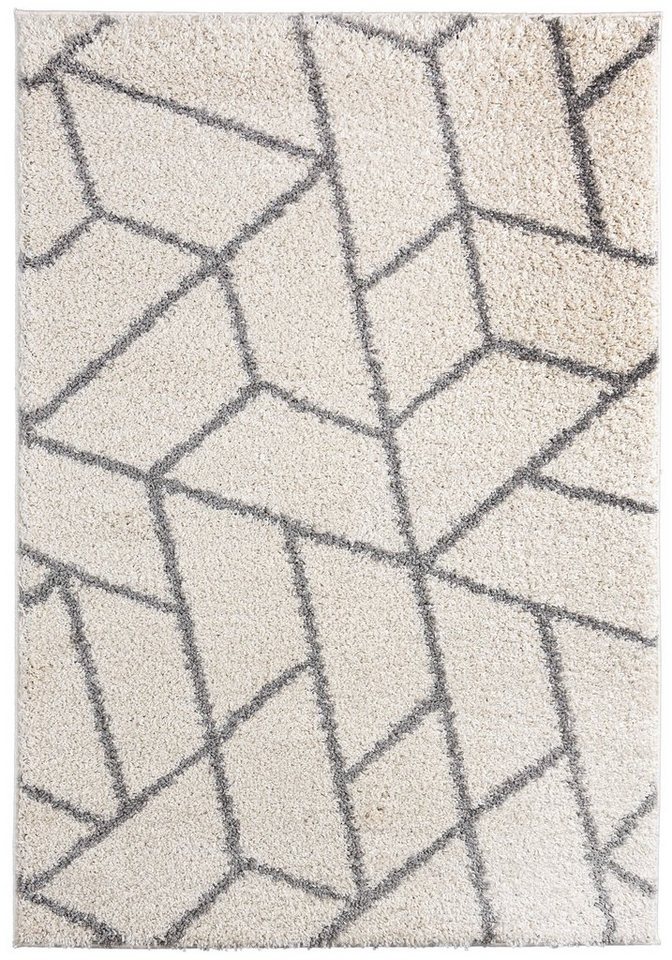 Hochflor-Teppich Hochflor Shaggy Teppich für Wohnzimmer - Höhe 30 mm Creme, Mazovia, 60 x 100 cm, Pflegeleicht, Geometrische, Langflor, Rechteckig, Weich von Mazovia