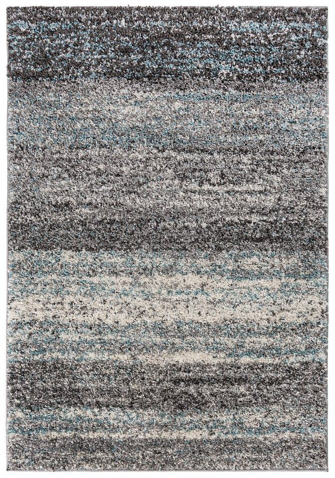 Hochflor-Teppich Hochflor Shaggy Teppich für Wohnzimmer - Höhe 30 mm Grau Blau, Mazovia, 60 x 100 cm, Pflegeleicht, Abstract Meliert, Langflor, Rechteckig, Weich von Mazovia