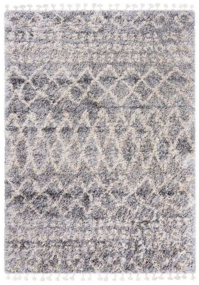 Hochflor-Teppich Hochflor Shaggy Teppich für Wohnzimmer - Höhe 35 mm Fransen Grau, Mazovia, 60 x 100 cm, Pflegeleicht, Boho - look, Langflor, Rechteckig, Weich von Mazovia