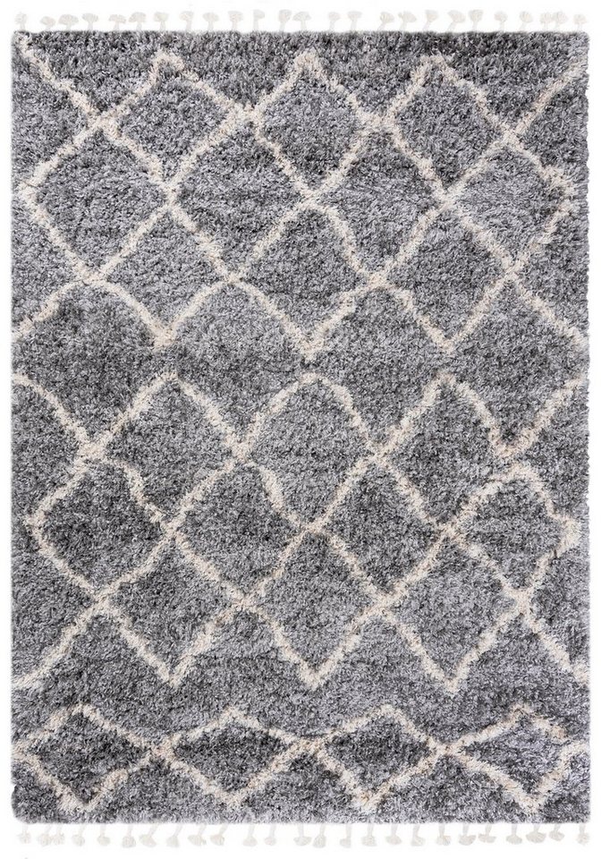 Hochflor-Teppich Hochflor Shaggy Teppich für Wohnzimmer - Höhe 35 mm Fransen Grau, Mazovia, 80 x 150 cm, Pflegeleicht, Boho - look, Langflor, Rechteckig, Weich von Mazovia