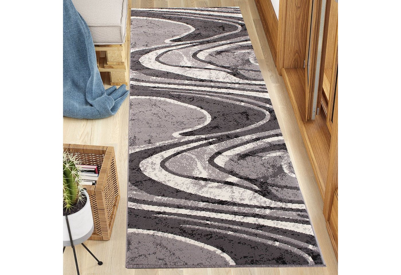 Mazovia Läufer Läufer Flurläufer Modern für Vorzimmer 120 cm Breit Grau, 120 x 100 cm, Kurzflor, Meterware, Höhe 8 mm von Mazovia