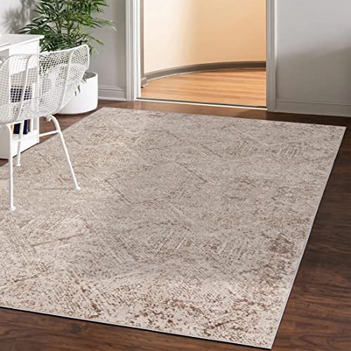 Mazovia Abstraktes Vintage Designer Teppich - Kurzflor - Weich Teppich für Wohnzimmer, Esszimmer - ÖKO-TEX Wohnzimmerteppich - Teppiche Beige 120 x 170 cm von Mazovia