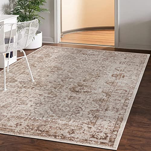 Mazovia Abstraktes Vintage Designer Teppich - Kurzflor - Weich Teppich für Wohnzimmer, Esszimmer - ÖKO-TEX Wohnzimmerteppich - Teppiche Beige 120 x 170 cm von Mazovia