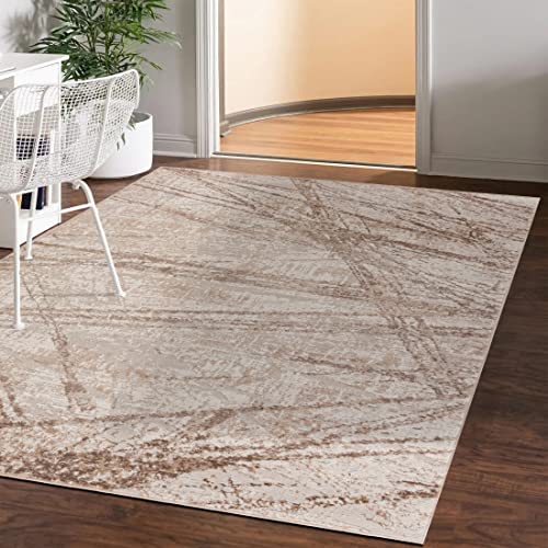 Mazovia Abstraktes Vintage Designer Teppich - Kurzflor - Weich Teppich für Wohnzimmer, Esszimmer - ÖKO-TEX Wohnzimmerteppich - Teppiche Beige 240 x 330 cm von Mazovia