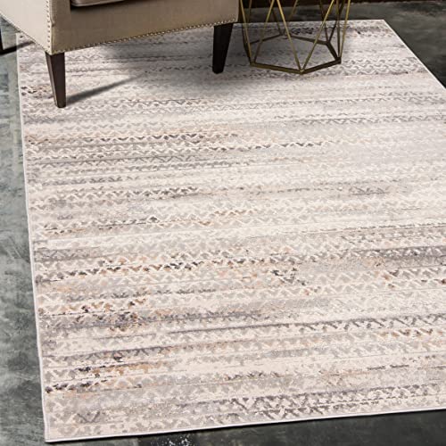 Mazovia Abstraktes Vintage Designer Teppich - Kurzflor - Weich Teppich für Wohnzimmer, Esszimmer - ÖKO-TEX Wohnzimmerteppich - Teppiche Grau Beige 120 x 170 cm von Mazovia