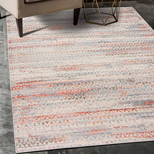 Mazovia Abstraktes Vintage Designer Teppich - Kurzflor - Weich Teppich für Wohnzimmer, Esszimmer - ÖKO-TEX Wohnzimmerteppich - Teppiche Grau Lachsfarben 120 x 170 cm von Mazovia