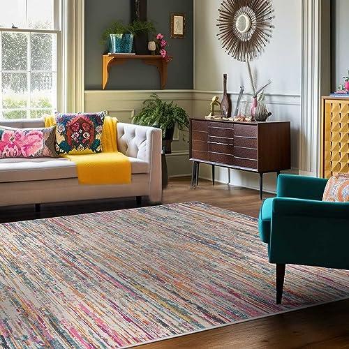 Mazovia Bunte Teppiche - Modern Abstrakt Bunt Teppich für Wohnzimmer, Esszimmer, Schlafzimmer - Kurzflor Niedrigflor Pflegeleicht Oeko-TEX - Multi Mehrfarbig - Versch. Größen - 120 x 170 cm von Mazovia