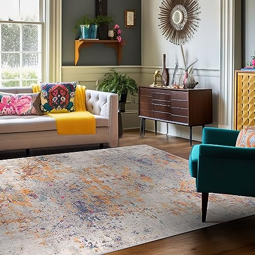 Mazovia Bunte Teppiche - Modern Abstrakt Bunt Teppich für Wohnzimmer, Esszimmer, Schlafzimmer - Kurzflor Niedrigflor Pflegeleicht Oeko-TEX - Multi Mehrfarbig - Versch. Größen - 120 x 170 cm von Mazovia