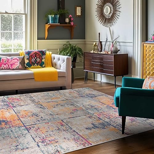 Mazovia Bunte Teppiche - Modern Abstrakt Bunt Teppich für Wohnzimmer, Esszimmer, Schlafzimmer - Kurzflor Niedrigflor Pflegeleicht Oeko-TEX - Multi Mehrfarbig - Versch. Größen - 140 x 200 cm von Mazovia