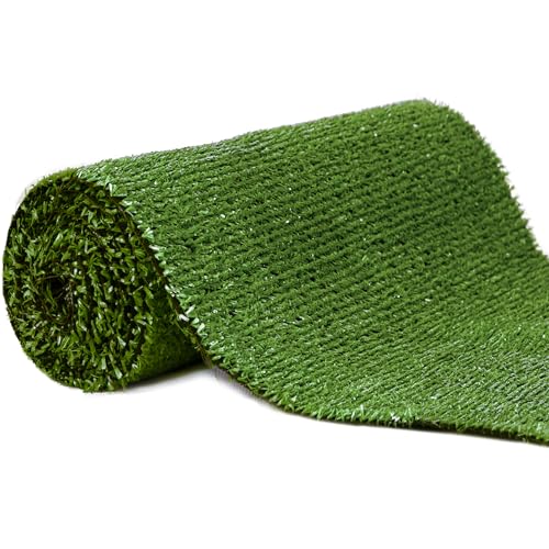 Mazovia Kunstrasen Rasenteppich für Garten Balkone Terrassen Wintergärten Biergärten - Höhe: 6 mm Meterware Wasserdurchlässig - Grün dunkelgrün 133 x 150 cm von Mazovia