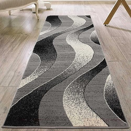 Mazovia Läufer Teppich Flur - Modern Teppichläufer – Kurzflor, Weich - für Vorzimmer Eingangsbereich Küche Korridor - Geometric Muster - ÖKO-TEX - Meterware 70 cm Breite - Grau 70 x 175 cm von Mazovia