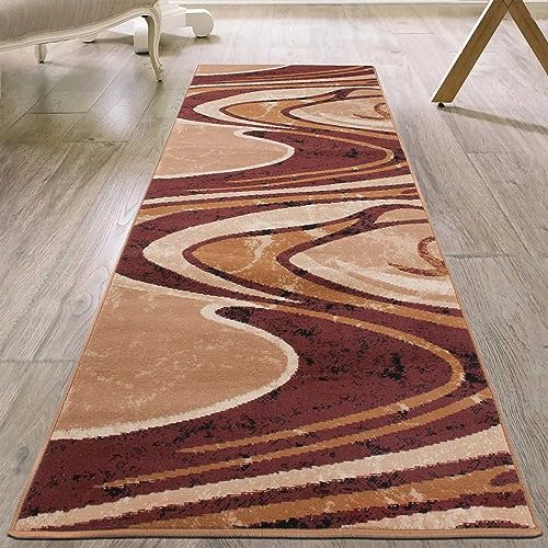Mazovia Läufer Teppich Flur - Modern Teppichläufer – Kurzflor, Weich - für Vorzimmer Eingangsbereich Küche Korridor - Geometric Muster - ÖKO-TEX - Meterware 80 cm Breite - Braun 80 x 200 cm von Mazovia
