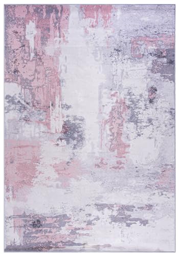 Mazovia Modern Teppich - Abstraktes Vintage Designer Teppich - Kurzflor - Weich Teppich für Wohnzimmer - Fußbodenheizung geeignet - Rosa Violett Pastell 120 x 170 cm von Mazovia