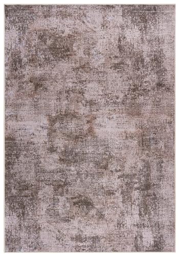 Mazovia Modern Teppich - Abstraktes Vintage Designer Teppich - Waschbar rutschfest Kurzflor - Weich Teppich für Wohnzimmer - Fußbodenheizung geeignet - Braun 160 x 230 cm von Mazovia