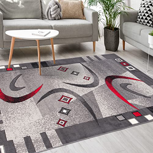 Mazovia Modern Teppich - Kurzflor - Teppich für Wohnzimmer, Schlafzimmer, Esszimmer - ÖKO-TEX Wohnzimmerteppich, Robust und pflegeleicht, Niedrige Florhöhe – Teppiche - grau 120 x 170 cm von Mazovia