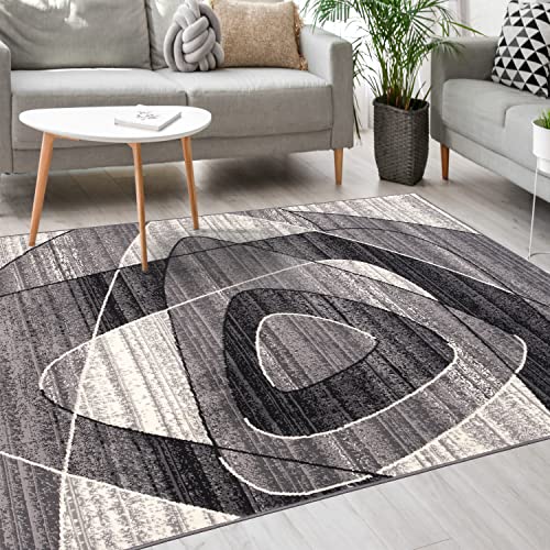 Mazovia Modern Teppich - Kurzflor - Teppich für Wohnzimmer, Schlafzimmer, Esszimmer - ÖKO-TEX Wohnzimmerteppich, Robust und pflegeleicht, Niedrige Florhöhe – Teppiche - grau 160 x 230 cm von Mazovia