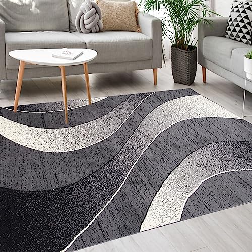 Mazovia Modern Teppich - Kurzflor - Teppich für Wohnzimmer, Schlafzimmer, Esszimmer - ÖKO-TEX Wohnzimmerteppich, Robust und pflegeleicht, Niedrige Florhöhe – Teppiche - grau 250 x 350 cm von Mazovia