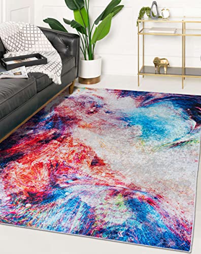 Mazovia Modern Teppich - Kurzflor Waschbar - Weich Teppich für Wohnzimmer, Schlafzimmer, Esszimmer – Teppiche Abstrakt - Bunt 160 x 230 cm von Mazovia