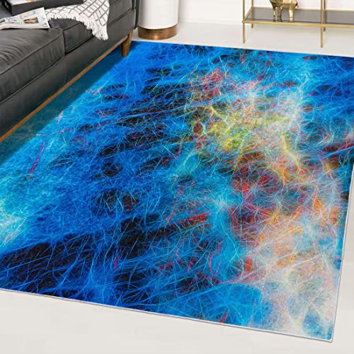 Mazovia Modern Teppich - Kurzflor Waschbar - Weich Teppich für Wohnzimmer, Schlafzimmer, Esszimmer – Teppiche Abstrakt - Bunt Blau 160 x 230 cm von Mazovia