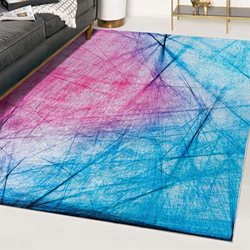 Mazovia Modern Teppich - Kurzflor Waschbar - Weich Teppich für Wohnzimmer, Schlafzimmer, Esszimmer – Teppiche Abstrakt - Bunt Blau Rosa 120 x 170 cm von Mazovia