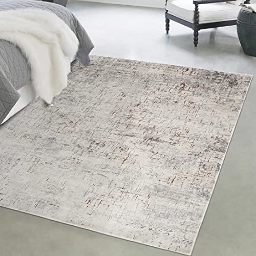 Mazovia Modern Teppich - Vintage Abstract Muster - Weich Teppich für Wohnzimmer, Schlafzimmer, Esszimmer - ÖKO-TEX Wohnzimmerteppich Shrink Polyester – Kurzflorteppich Grau Beige 120 x 170 cm von Mazovia