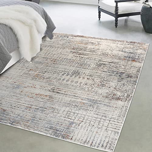 Mazovia Modern Teppich - Vintage Abstract Muster - Weich Teppich für Wohnzimmer, Schlafzimmer, Esszimmer - ÖKO-TEX Wohnzimmerteppich Shrink Polyester – Kurzflorteppich Grau Beige 160 x 230 cm von Mazovia