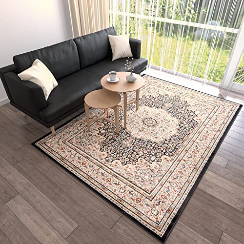 Mazovia Orientalisch Teppich - Traditioneller Teppich für Wohnzimmer, Esszimmer - Orient Teppiche Ornament - ÖKO-TEX Wohnzimmerteppich Beige Schwarz - 80 x 150 cm von Mazovia