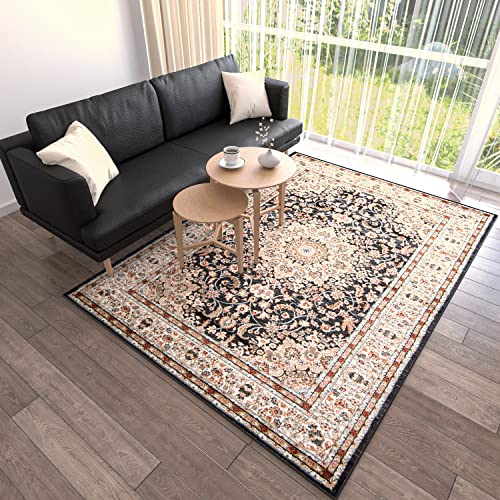 Mazovia Orientalisch Teppich - Traditioneller Teppich für Wohnzimmer, Esszimmer - Orient Teppiche Ornament - ÖKO-TEX Wohnzimmerteppich Beige Schwarz - 80 x 200 cm von Mazovia