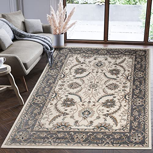 Mazovia Orientalisch Teppich - Traditioneller Teppich für Wohnzimmer, Esszimmer - Orient Teppiche Ornament - ÖKO-TEX Wohnzimmerteppich Creme Grau - 60 x 100 cm von Mazovia