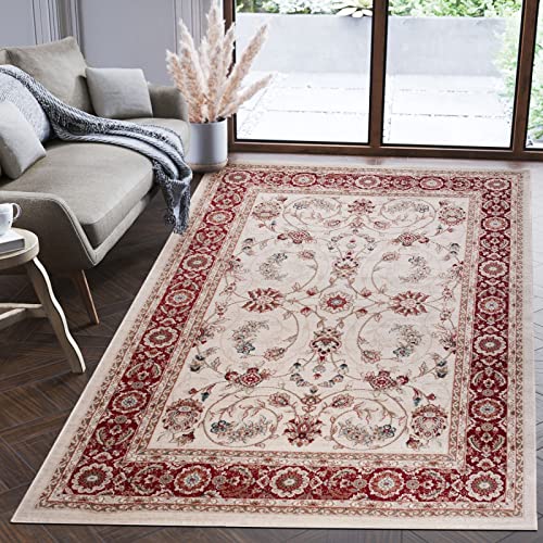 Mazovia Orientalisch Teppich - Traditioneller Teppich für Wohnzimmer, Esszimmer - Orient Teppiche Ornament - ÖKO-TEX Wohnzimmerteppich Creme Rot - 120 x 170 cm von Mazovia