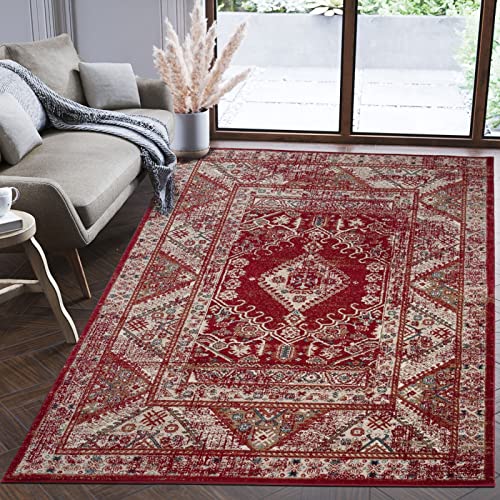Mazovia Orientalisch Teppich - Traditioneller Teppich für Wohnzimmer, Esszimmer - Orient Teppiche Ornament - ÖKO-TEX Wohnzimmerteppich Rot - 120 x 170 cm von Mazovia