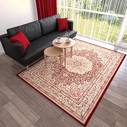 Mazovia Orientalisch Teppich - Traditioneller Teppich für Wohnzimmer, Esszimmer - Orient Teppiche Ornament - ÖKO-TEX Wohnzimmerteppich Rot - 80 x 300 cm von Mazovia