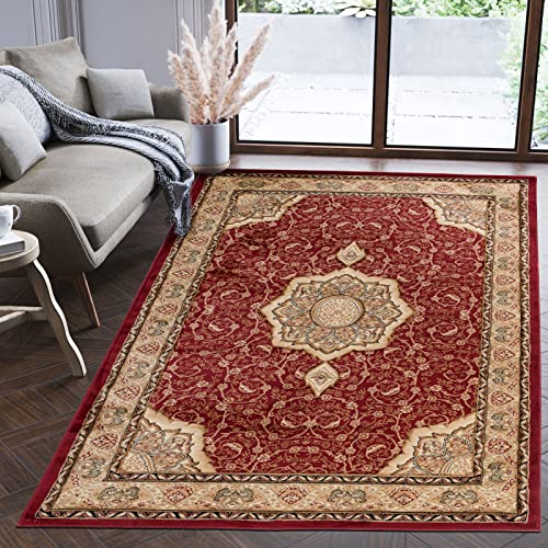 Mazovia Orientalisch Teppich - Traditioneller Teppich für Wohnzimmer, Esszimmer - Orient Teppiche Ornament - ÖKO-TEX Wohnzimmerteppich Rot Beige - 160 x 220 cm von Mazovia