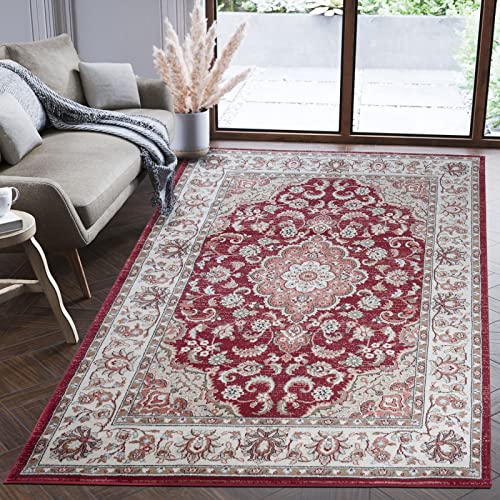 Mazovia Orientalisch Teppich - Traditioneller Teppich für Wohnzimmer, Esszimmer - Orient Teppiche Ornament - ÖKO-TEX Wohnzimmerteppich Rot Beige - 80 x 150 cm von Mazovia