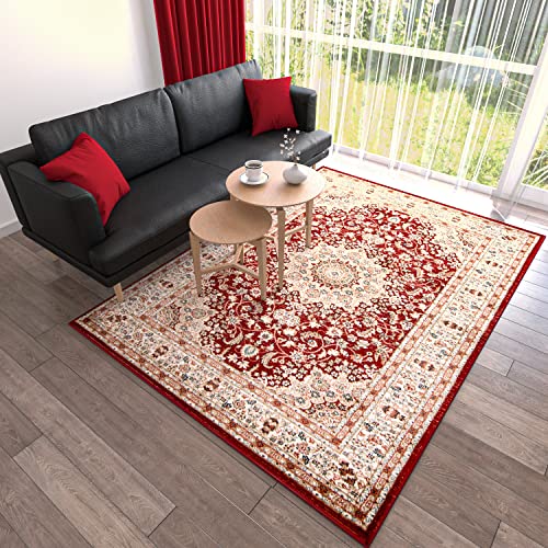 Mazovia Orientalisch Teppich - Traditioneller Teppich für Wohnzimmer, Esszimmer - Orient Teppiche Ornament - ÖKO-TEX Wohnzimmerteppich Rot Beige - 80 x 300 cm von Mazovia