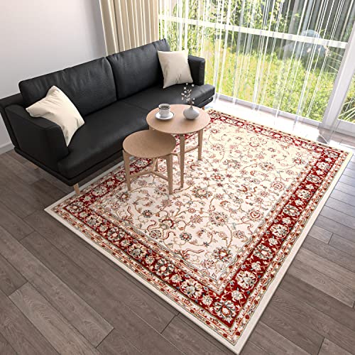 Mazovia Orientalisch Teppich - Traditioneller Teppich für Wohnzimmer, Esszimmer - Orient Teppiche Ornament - ÖKO-TEX Wohnzimmerteppich Rot Creme - 100 x 150 cm von Mazovia