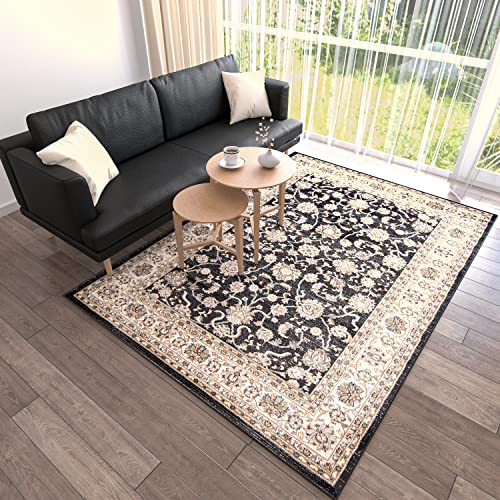 Mazovia Orientalisch Teppich - Traditioneller Teppich für Wohnzimmer, Esszimmer - Orient Teppiche Ornament - ÖKO-TEX Wohnzimmerteppich Schwarz Beige - 120 x 170 cm von Mazovia