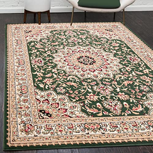 Mazovia Orientalisch Vintage Teppich - Kurzflor - Muster mit Medaillon - Traditioneller Teppich für Wohnzimmer, Esszimmer - ÖKO-TEX Wohnzimmerteppich - Grün 120 x 170 cm Mazovia Orientalisch Vintage Teppich - Kurzflor - Muster mit Medaillon - Traditioneller Teppich für Wohnzimmer, Esszimmer - ÖKO-TEX Wohnzimmerteppich - Grün 120 x 170 cm von Mazovia