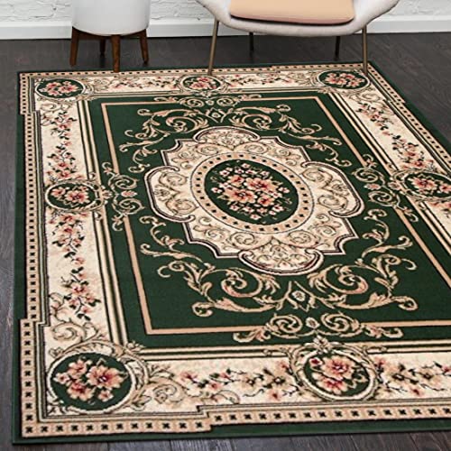 Mazovia Orientalisch Vintage Teppich - Kurzflor - Muster mit Medaillon - Traditioneller Teppich für Wohnzimmer, Esszimmer - ÖKO-TEX Wohnzimmerteppich - Grün 200 x 300 cm von Mazovia