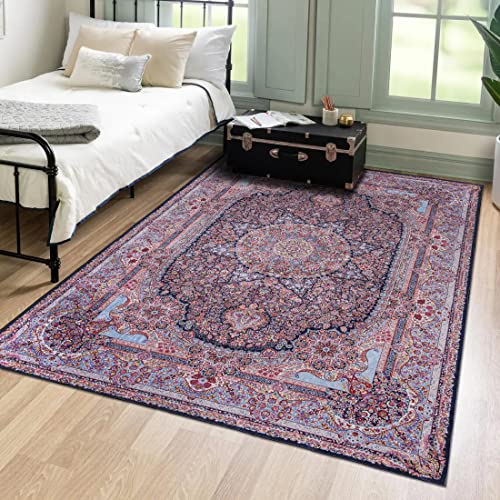 Mazovia Orientalisch Vintage Teppich - Kurzflor Waschbar - Weich Traditioneller Teppich für Wohnzimmer, Schlafzimmer, Esszimmer – Oriental Teppiche - Rosa Pink 80 x 150 cm von Mazovia