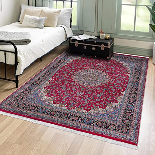Mazovia Orientalisch Vintage Teppich - Kurzflor Waschbar - Weich Traditioneller Teppich für Wohnzimmer, Schlafzimmer, Esszimmer – Oriental Teppiche - Rot 80 x 150 cm von Mazovia
