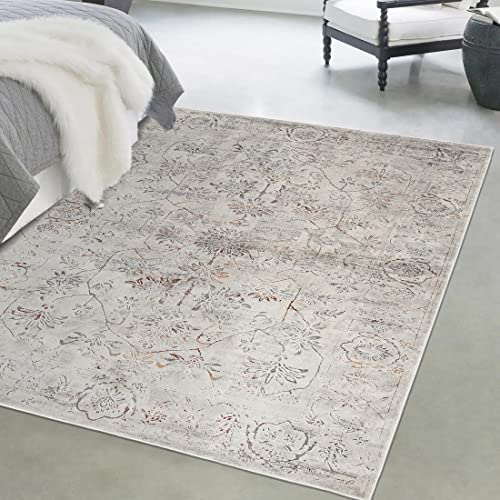 Mazovia Orientalisch Vintage Teppich - Weich Teppich für Wohnzimmer, Schlafzimmer, Esszimmer - ÖKO-TEX Wohnzimmerteppich Shrink Polyester – Kurzflorteppich Grau Beige 240 x 330 cm von Mazovia