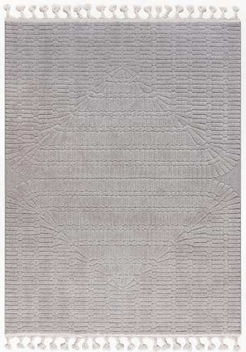 Mazovia Teppich Graphit Geometrische Bögen - Wohnzimmer, Schlafzimmer, Esszimmer, Büro - Mittelflor Rechteckig Oeko-TEX® Zertifikat Retro - Grau - 200 x 300 cm von Mazovia
