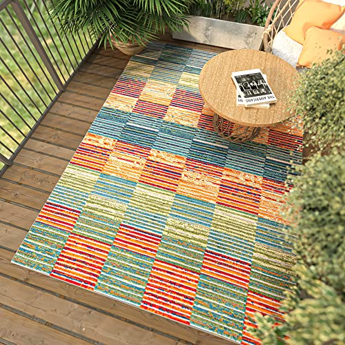 Mazovia Teppich In-& Outdoor Wetterfest - Teppich für den Innen- und Außenbereich - Teppiche für Terrasse, Garten - Balkon Teppich Wasserabweisend - Geometrisch - Bunt 160 x 230 cm von Mazovia