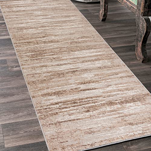 Mazovia Teppich Läufer Flur - Modern Teppichläufer – Kurzflor, Weich - für Vorzimmer Eingangsbereich Schlafzimmer Küche Korridor - Abstrakt Muster - 100 cm Breite - Beige Creme 100 x 100 cm von Mazovia