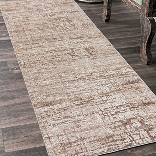 Mazovia Teppich Läufer Flur - Modern Teppichläufer – Kurzflor, Weich - für Vorzimmer Eingangsbereich Schlafzimmer Küche Korridor - Abstrakt Muster - 100 cm Breite - Beige Creme 100 x 200 cm von Mazovia